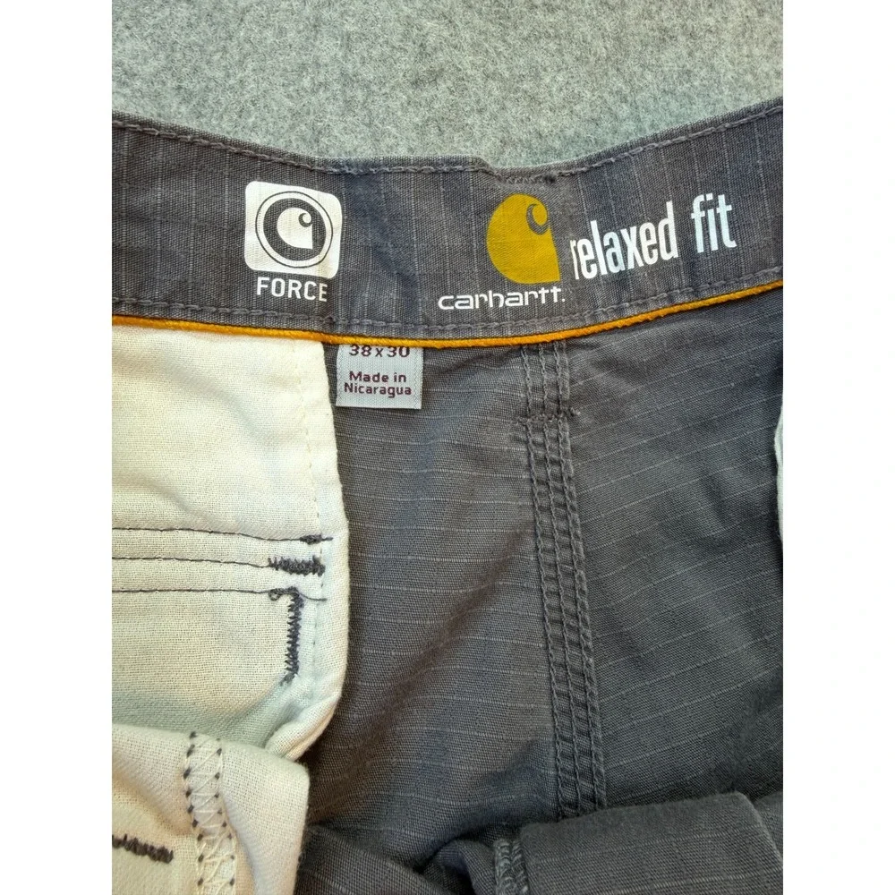 Carhartt Men Cargo Pants 38x29 Relaxed Fit Gray Force‎ Ripstop Workwear